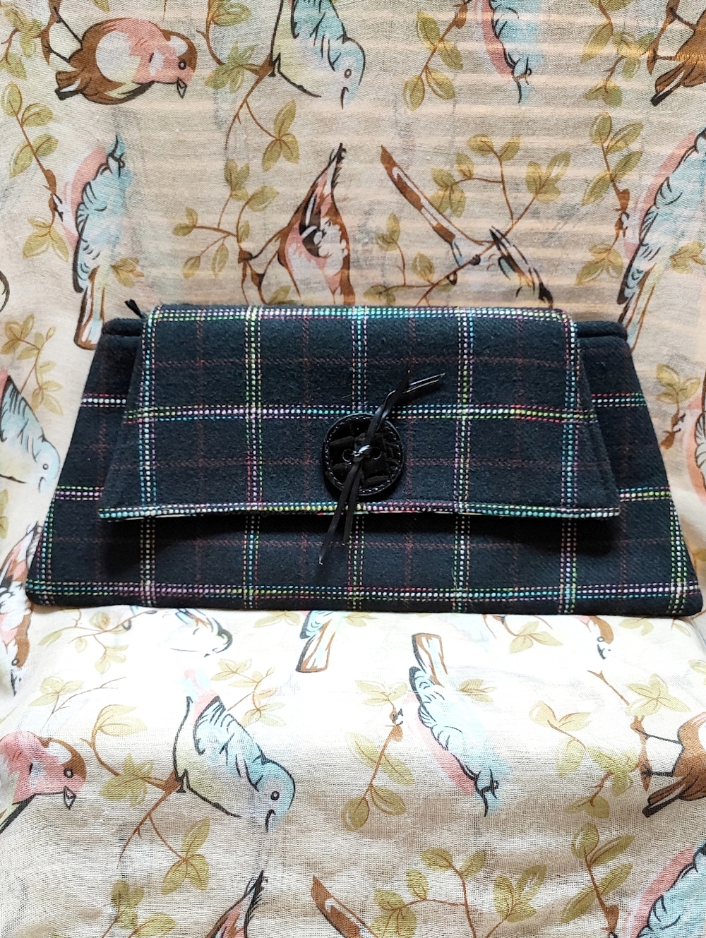B's Clutch Bag ANNA WILLIAM Collection NWT Tweed Plaid Purse Handbag RED BANNER